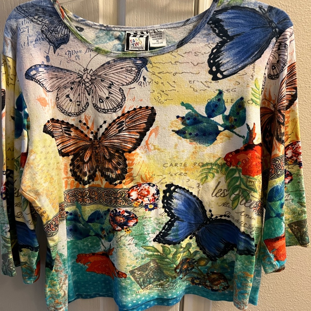 Colorful Butterfly Print Women's Top